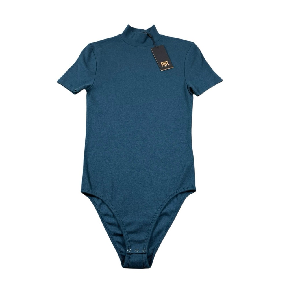 Frye Peacock Blue Mockneck Short Sleeve Bodysuit FWKF21809 Mens Size S NEW
